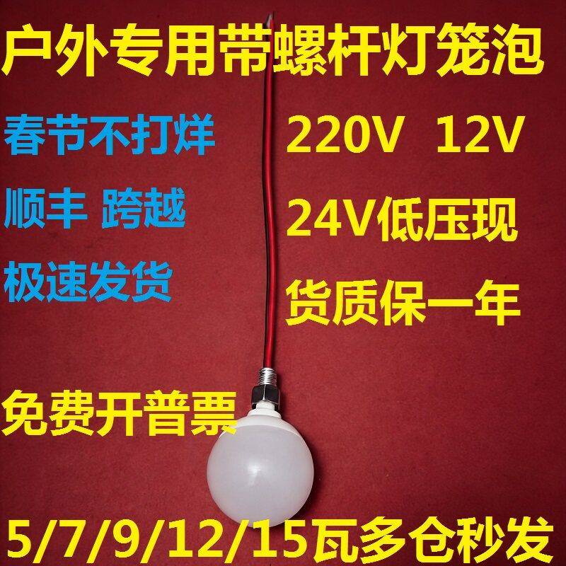 低压12伏24伏超亮7瓦9瓦灌胶灯笼泡景区大红灯笼泡户外防雨专用