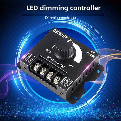 DC12V 24V 30A调光器led软硬灯带漫反射灯亮度无极调节器旋钮开关