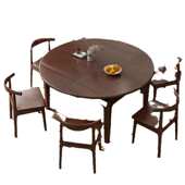 餐桌家用现代简约小户型实木伸缩折叠多功能方圆两用饭桌可变圆桌