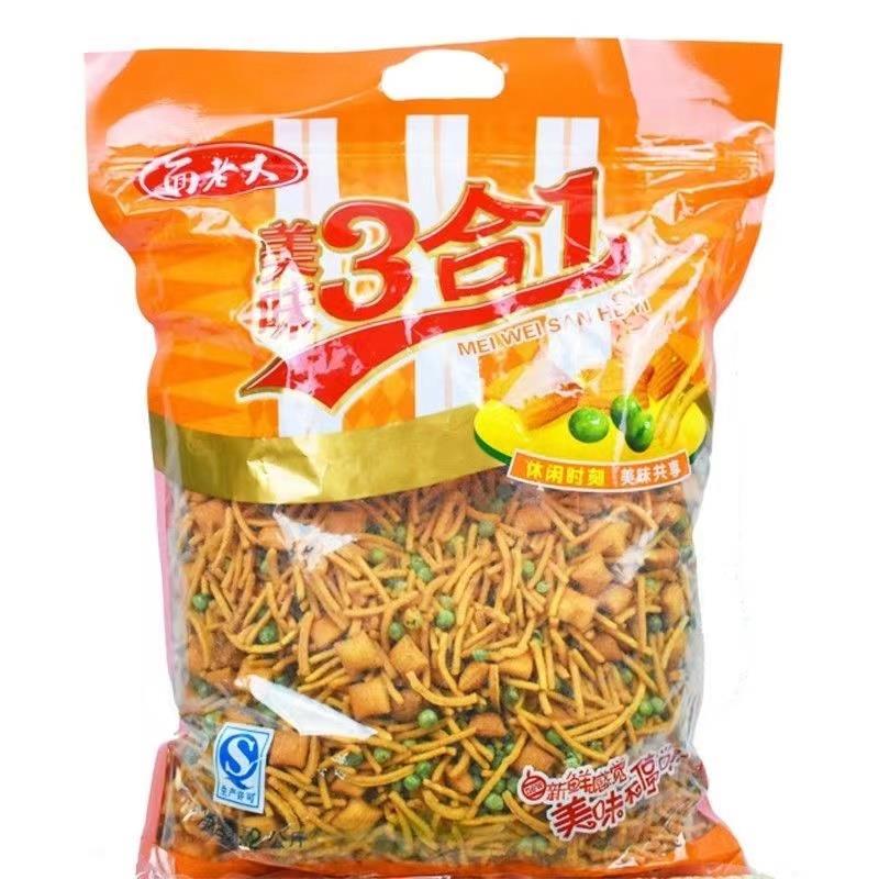 面老大美味三合一咪咪虾条3合1休闲零食青豆蟹零食品