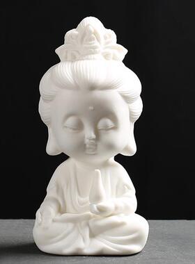 正品白瓷观小音佛像饰品家拜安全车件个性宗化禅南海配如来佛茶宠