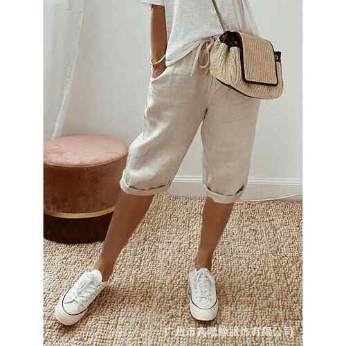 Women's cotton and linen multi size women's pants