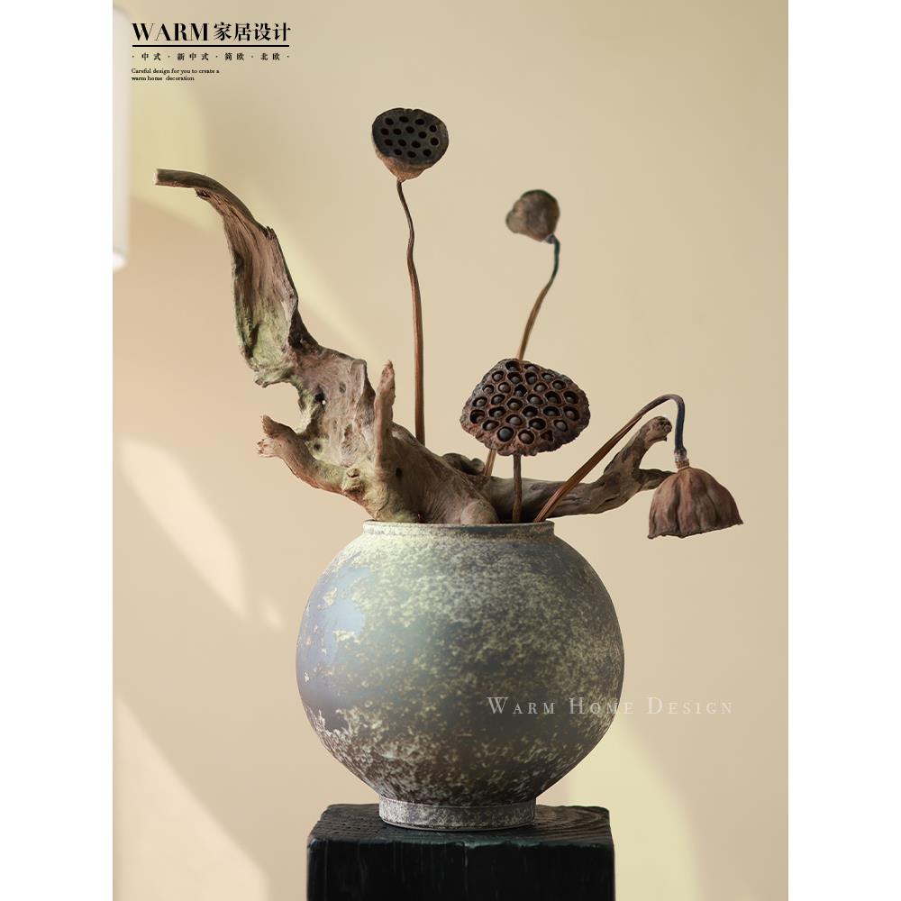 新中式侘寂风枯木树枝造景沉木花瓶摆件客厅民宿酒店茶室禅意摆设