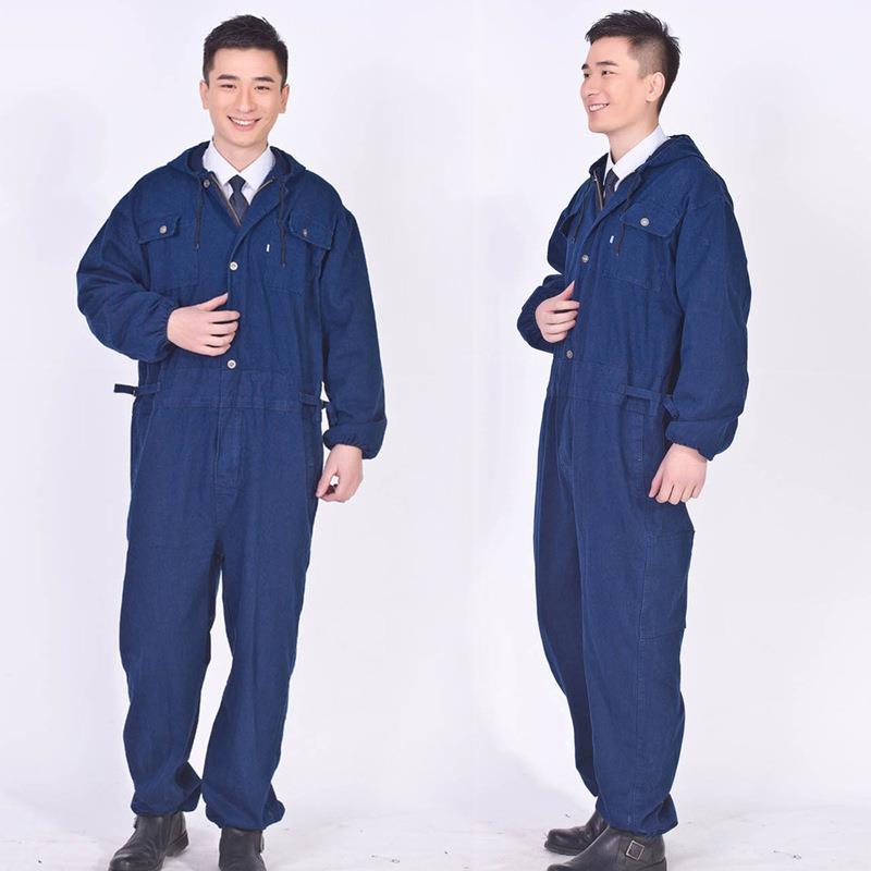 新款纯棉加厚秋冬季男式用工程服纯棉保养服电焊服连体工作服