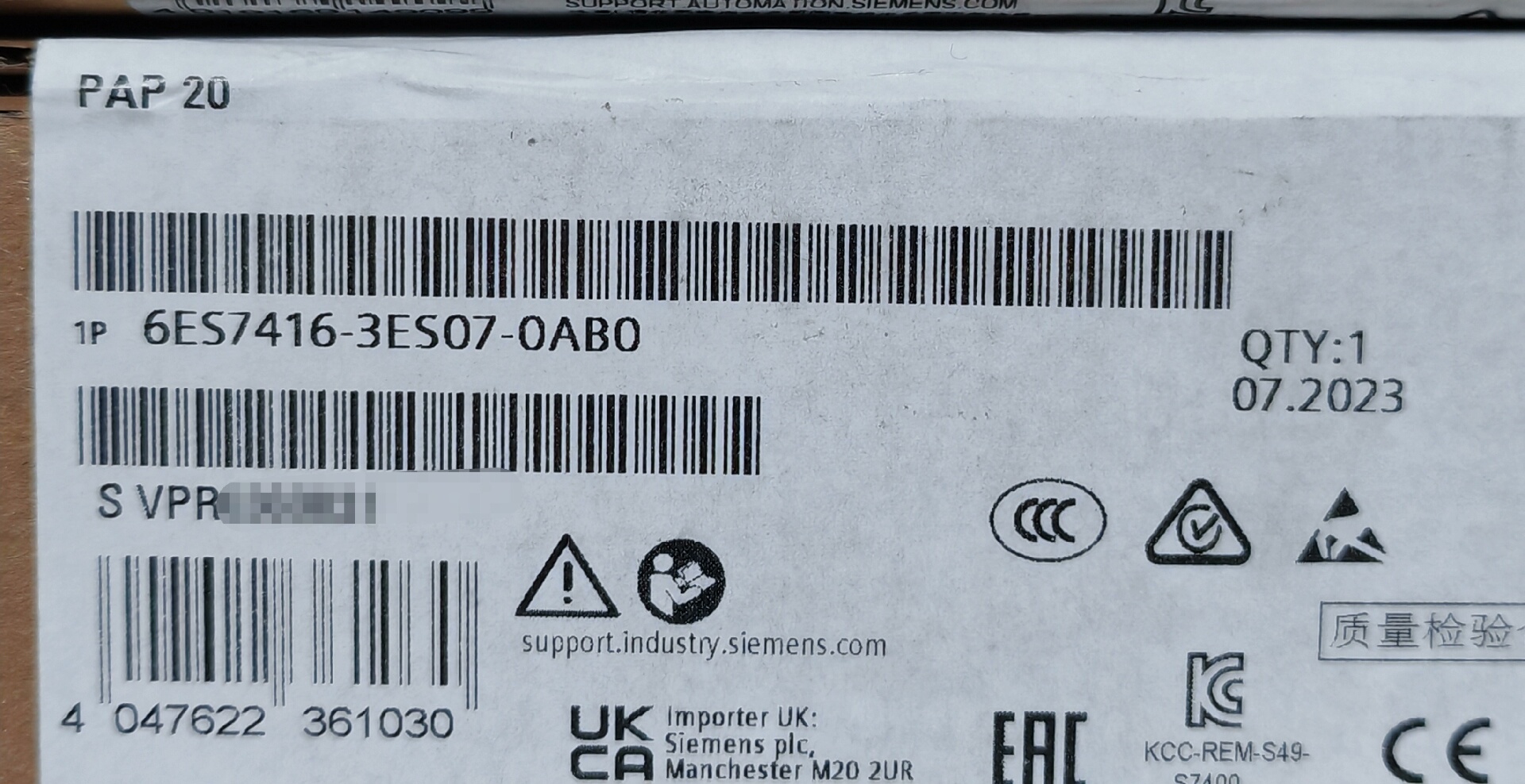 #SIEMENS/西门子 6ES7416-3ES07-0AB