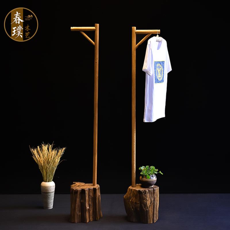 #L实木落地衣架老榆木帽架无品牌/卧移室可动挂7衣架新中衣式家用