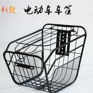新款电动车带盖子筐自行车篮折叠车加大娄可携式菜篮子后置防锈塑