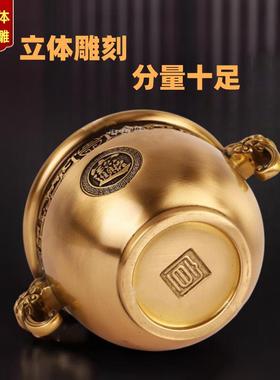 铜缸纯黄铜象鼻招财缸客厅办公室聚宝盆米缸香炉摆件乔迁开业礼品
