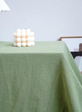 北欧春天桌布户外棉麻纯绿色牛油果婚礼宴会甜品桌布置摆拍摄背景