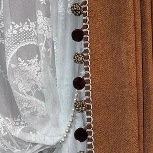 点缀窗帘纱球球松网红毛 料饰法式 新款 窗毛帘毛球花边mm851312辅装