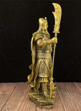 新款直销黄铜关公忠义关公家居摆件黄铜关公武财神立刀托印关公摆