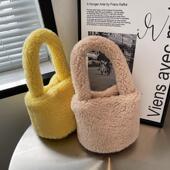 颗粒绒水桶包零钱手机手提小方包 时尚 新款 毛毛包女包韩版