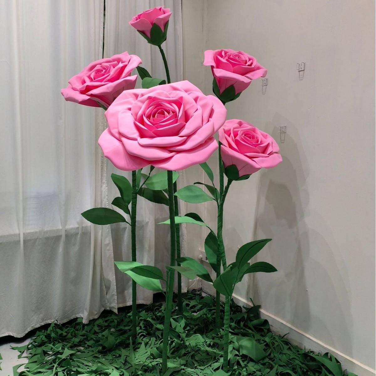具巨型玫瑰花组合大型纸艺花婚婚礼场商道情008人节仿真花美陈装