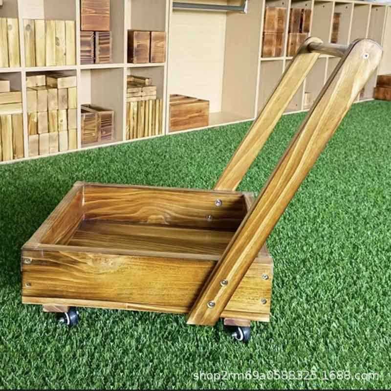 幼儿园户外运动玩具车运输工具组合实木质推货车儿童娱乐活动器械