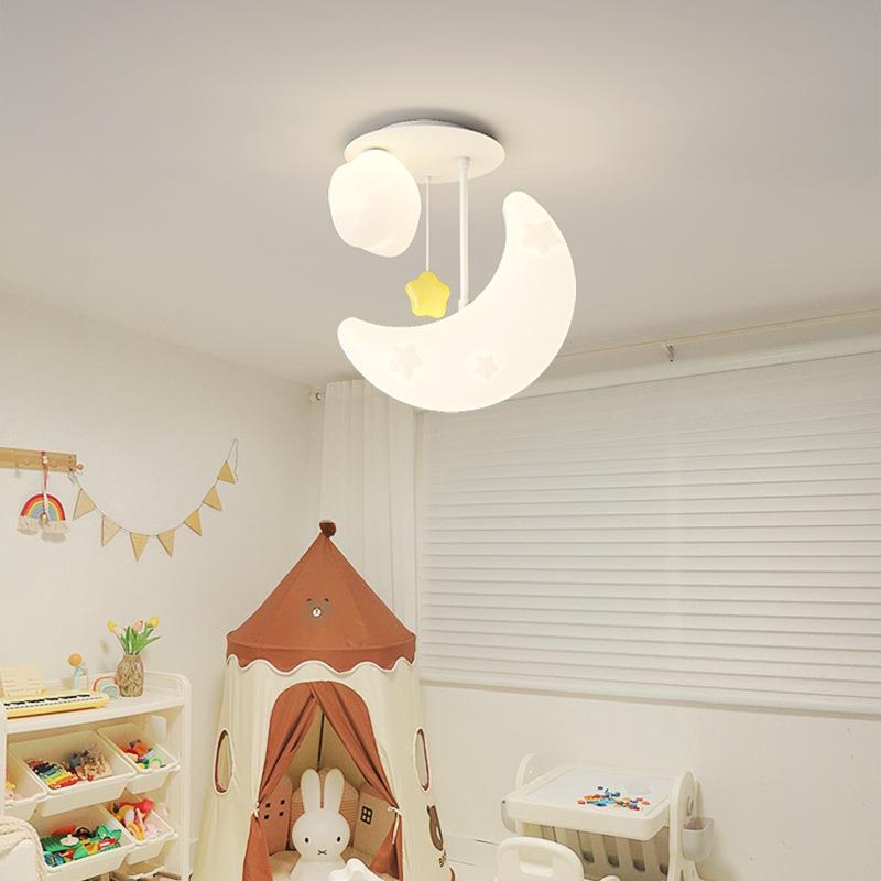 月亮设计师吊灯云朵奶油风主卧室灯护眼书房新款温馨儿童房灯具