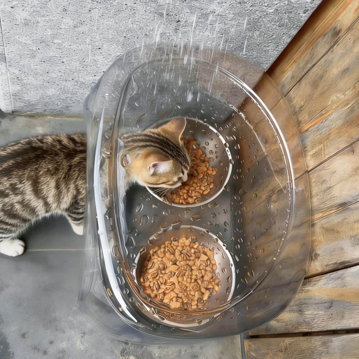 流浪猫户外窝透明喂食碗防雨棚防潮防蚁虫喂食器隐蔽环保猫狗通用