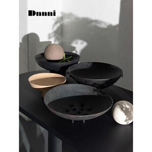 Dnnni侘寂风旧黑色托盘简约新中式收纳果盘桌面餐桌茶几客厅酒柜