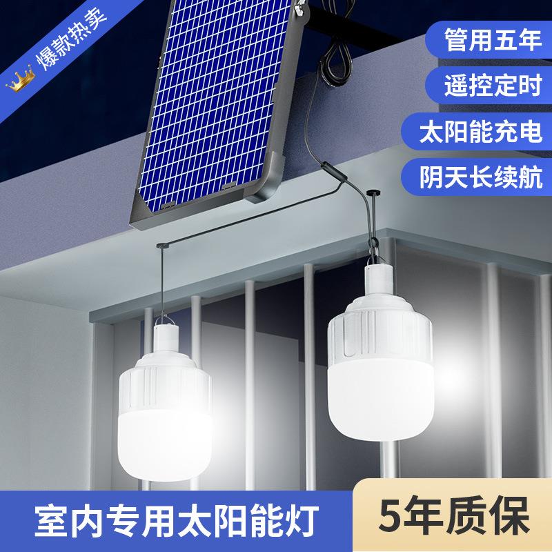 新款太阳能户外庭院电灯家用充电室内照明一拖二分体式挂灯泡