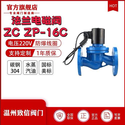 厂家直销ZCZP-16C蒸汽防爆电磁阀高温高压电磁阀水用电磁阀