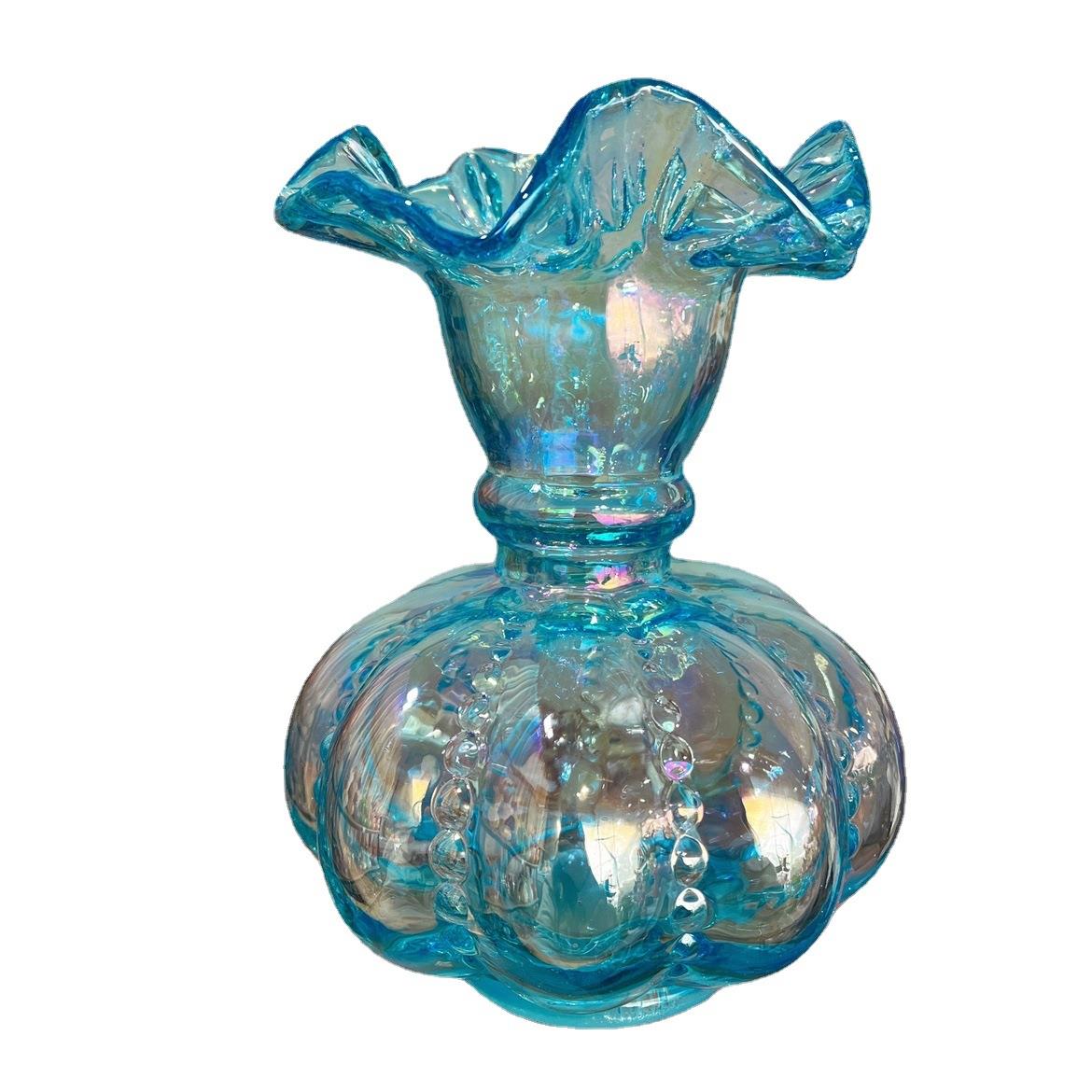 新品中古风彩虹色芬顿风法式南瓜珠花瓶手工琉璃玻璃家插花器摆件