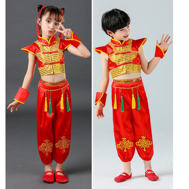 儿童喜庆开门红演出服男女童打鼓服秧歌灯笼服幼儿民族舞蹈服装