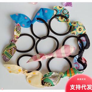 Korean-style polka dot bunny ear hair ties/elastics, online