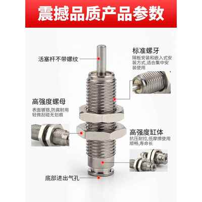微型单动外螺纹针型气缸MPE单作用小型气动迷你气缸CJPB6/10/15-B