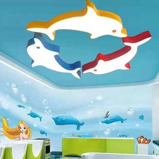 LED吸顶灯创意海豚造型幼儿园温馨卧室灯海洋馆游泳馆灯具