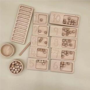 木十格阵蒙氏1717359插瓢虫玩具板实数字认启蒙教具儿童玩知具计