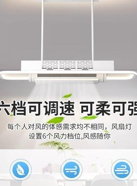 餐厅无叶风扇灯现代简约38338长直盘隐形音轻吊灯餐桌一奢条体静