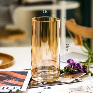 落地装饰品桌面明水摆件花瓶轻富贵玫瑰百合养客厅玻璃奢插花竹透