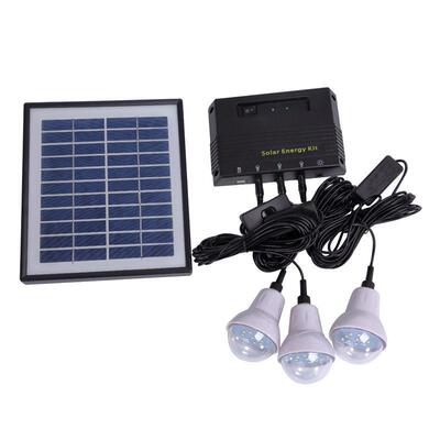 Solar Panel 5W11V light system 3bulbs 4000mAH 7.4V Lithium