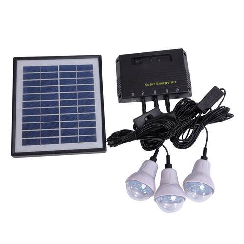 Solar Panel 5W11V light system 3bulbs 4000mAH 7.4V Lithium