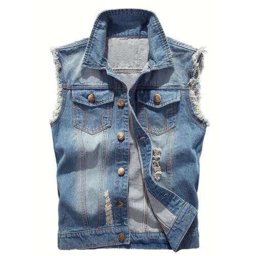 H 56265 Men's Denim Vest Sleeves Jacket 士牛仔马甲