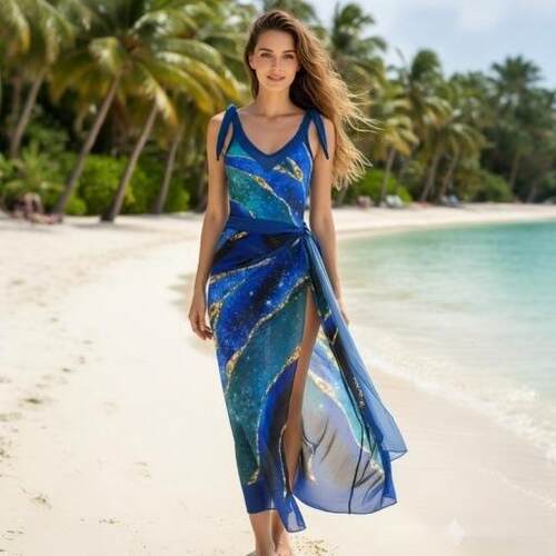 Womens Plants Print One-Piece Swimsuit With Removable Chest