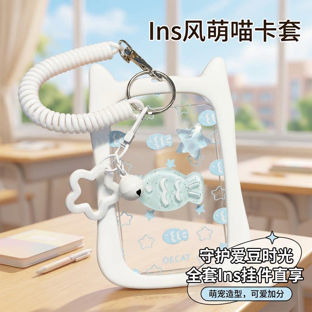 卡套ins风追星带挂绳高中生饭卡校园卡学生公交卡防丢保护套透明