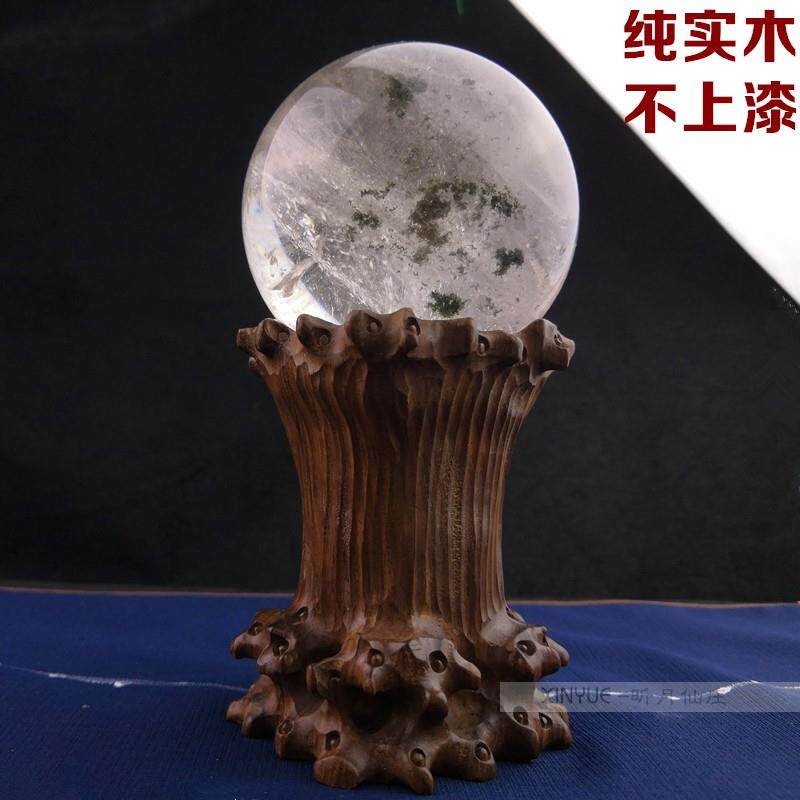 无漆实木雕刻工艺品摆件底座实木黑檀木水晶球葫芦底座木托架加高