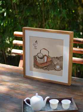 网红茶挂画禅宗方风慢茶室壶四通书房卧室装水新墨中国书房餐厅饰