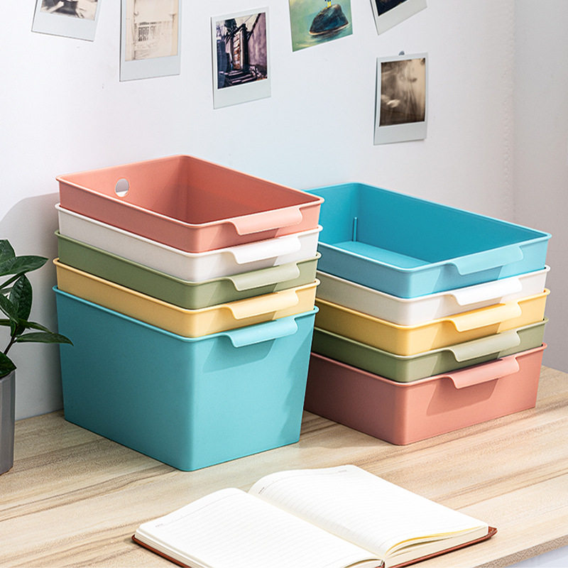 长条厨房柜子收纳盒窄长型带把手零食橱柜长方形手柄收纳筐储物盒