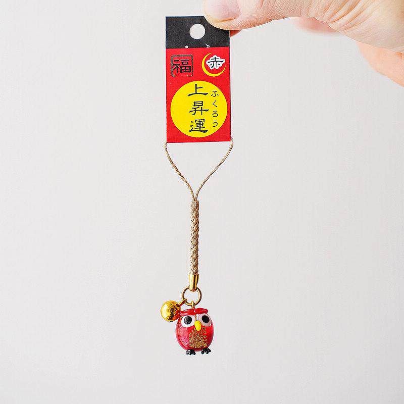 上升运 进口玻璃金箔幸运猫头鹰挂件车头手机钱包装饰祝福送礼物