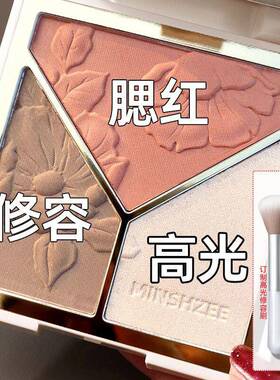 时光日记高光修容一体盘哑光正品细闪提亮鼻影阴影腮红三合一