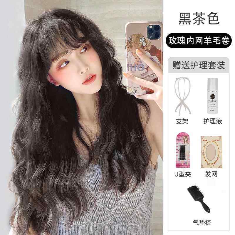 高档闪羊毛卷发假发妇女长发,香港发风格自彷然模全的人的头,长