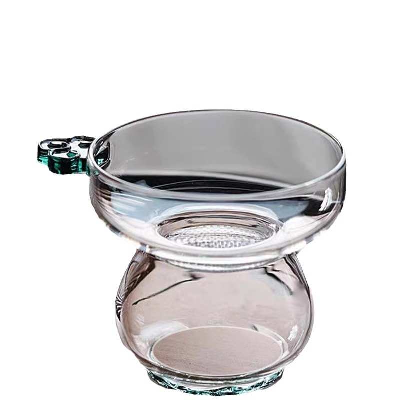 日式茶叶过滤耐热玻璃茶漏茶具配件创意茶水分离茶隔滤网漏激光孔