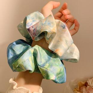 只此青绿~新中式缎面大肠发圈女高级感韩系超大头绳发饰头饰夏日