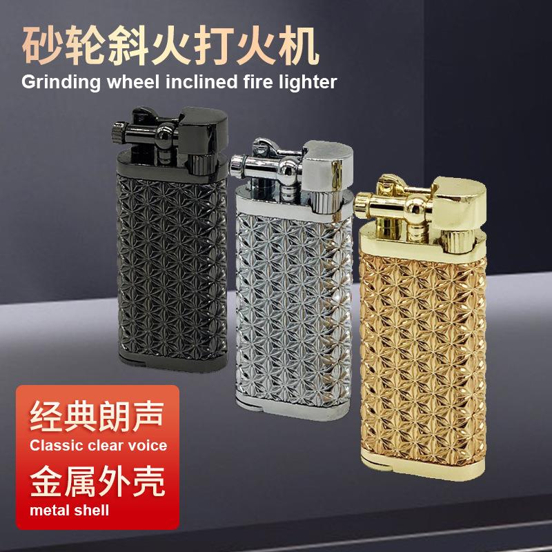 砂轮明火点烟器气体创意充气朗声斜火打火机金属烟斗迷你火机礼品