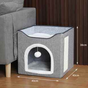 正品猫窝双层多抓猫家庭猫板一体猫层屋子宠四季物通用上下纸箱猫