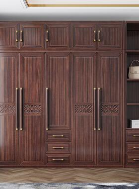 中式乌金木实木衣柜SRB209平开门组合档轻奢转柜角收高纳家用卧室