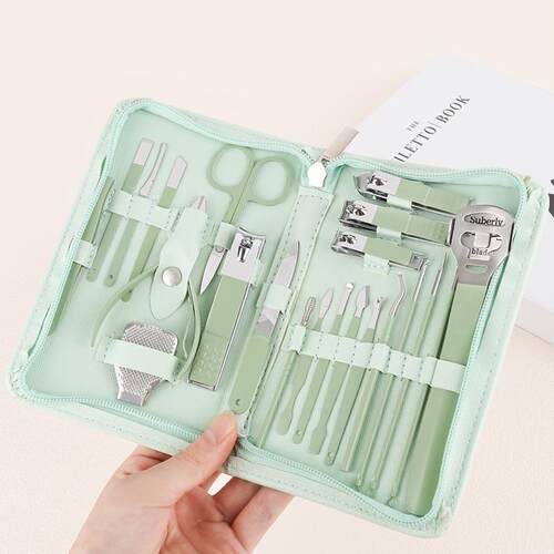Cross-border nail clipper set, complete 22-piece matcha gree
