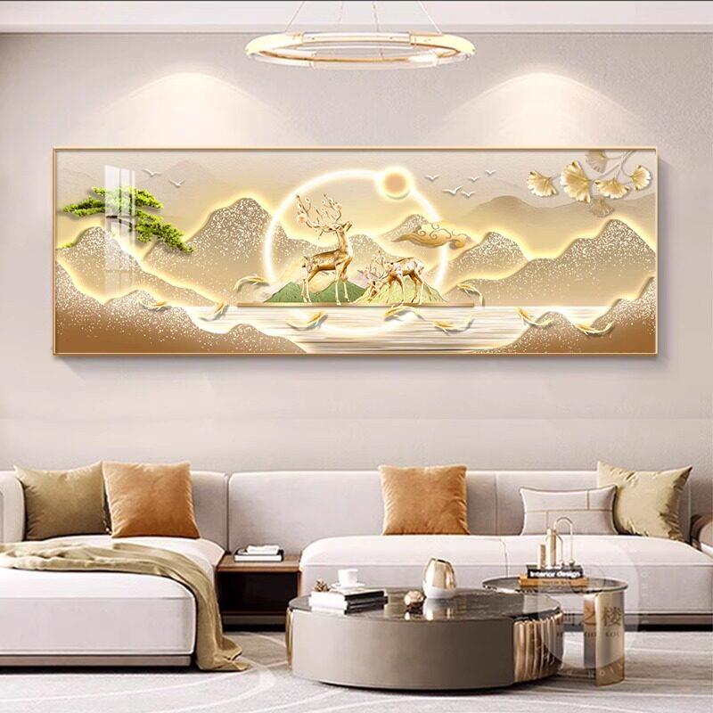 客厅装饰画沙发背景墙画壁画新中式挂画晶瓷办公室挂画墙壁山水画