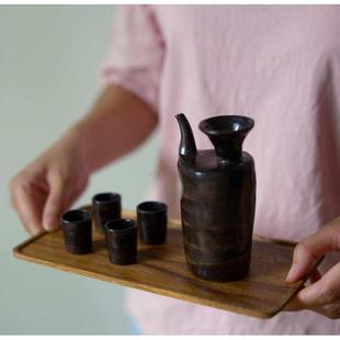 手拙粗陶酒具套装 日式一壶四杯小酌微醺酒器 白酒分酒具创意礼品